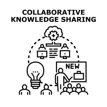 Collaborative knowledge sharing and group education concept Stock Illustration