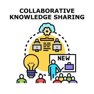 Collaborative knowledge sharing and group education concept Illustrazione stock