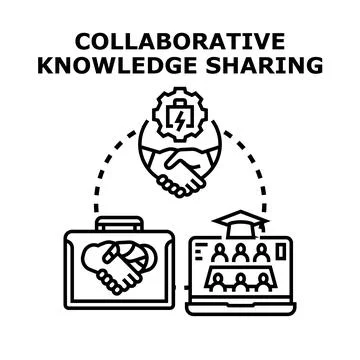 Collaborative knowledge sharing concept vector illustration Illustrazione stock