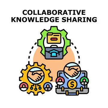 Collaborative knowledge sharing process facilitating business partnership Stock Illustration