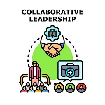 Collaborative leadership fostering teamwork, strategy, and business developme Ilustración de archivo