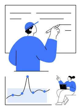 Collaborative Learning and Data Analysis in Modern Education Stock Illustration