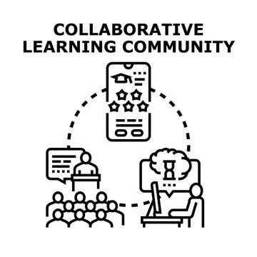 Collaborative learning community connecting digital education platforms Stock Illustration