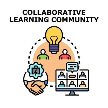 Collaborative learning community vector concept illustration Stock Illustration