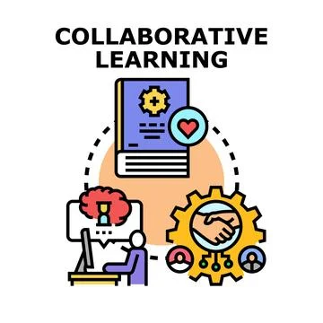 Collaborative learning concept vector line illustration Stock Illustration