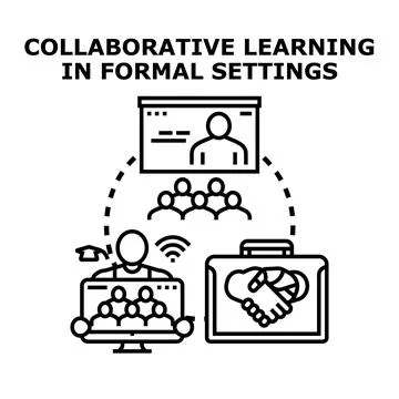 Collaborative learning in formal settings concept vector Stock Illustration