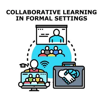 Collaborative learning in formal settings concept vector Stock Illustration