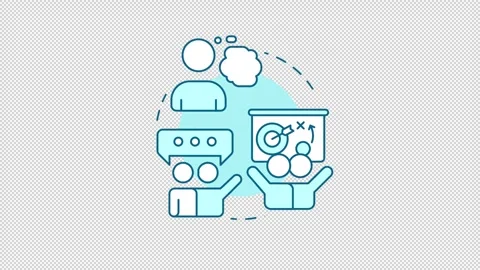 Collaborative learning frameworks blue concept icons animation set Stock Footage 341024358