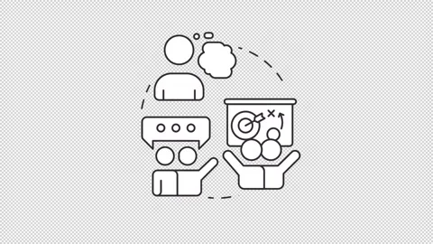 Collaborative learning frameworks line concept icons animation set Stock Footage 340283422