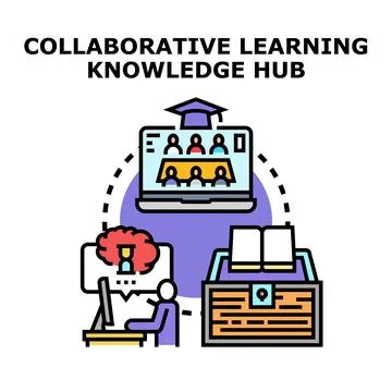 Collaborative learning knowledge hub concept illustration Stock Illustration