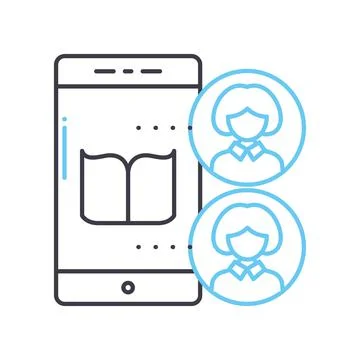 Collaborative learning line icon, outline symbol, vector illustration, concept 库存插图