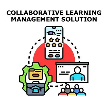 Collaborative learning management solution concept integrating digital educ.. Stock Illustration