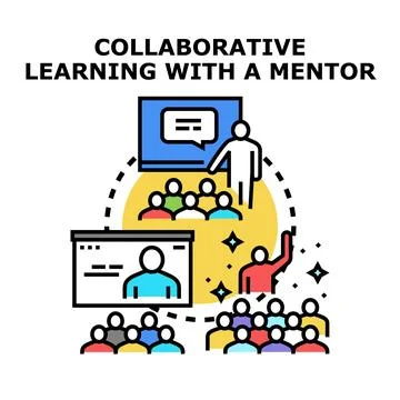 Collaborative learning mentoring with group support and training Stock Illustration