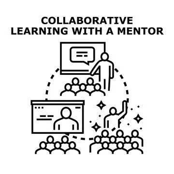 Collaborative learning mentoring with group support and training Stock Illustration