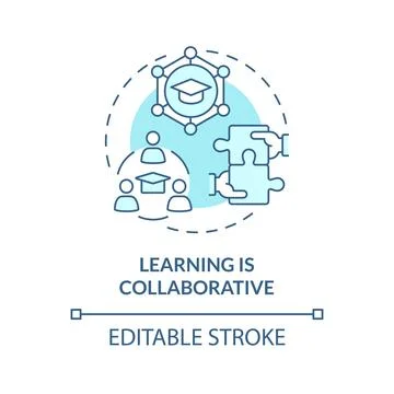 Collaborative learning soft blue concept icon Stock Illustration