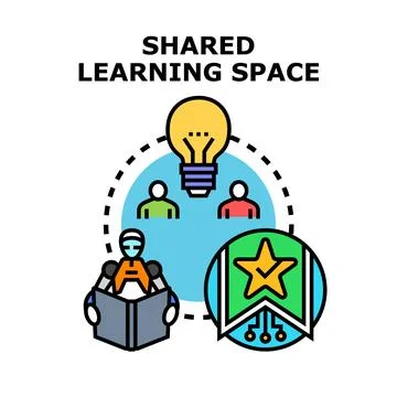 Collaborative learning space concept with artificial intelligence assistance 库存插图