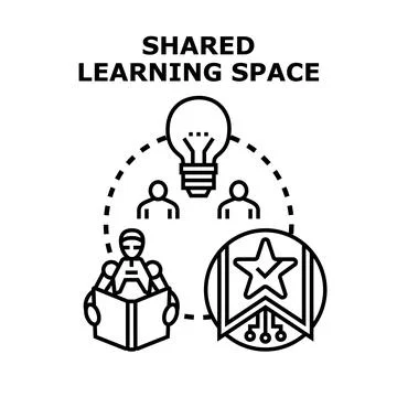 Collaborative learning space concept with artificial intelligence assistance 库存插图