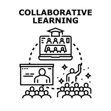 Collaborative learning vector concept engaging digital education Stock Illustration