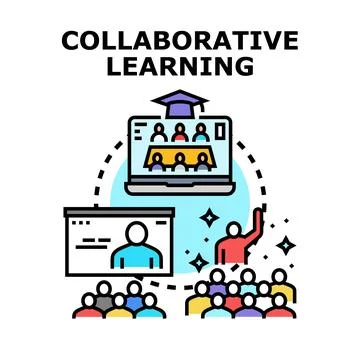 Collaborative learning vector concept engaging digital education Stock Illustration