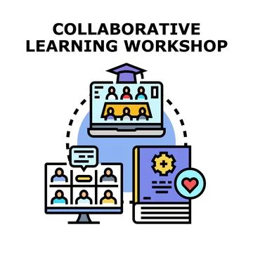 Collaborative learning workshop concept online education Illustrazione stock