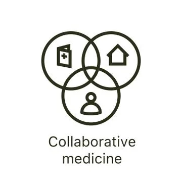 Collaborative medicine - EHR, PHR, or EMR - doctors, patients, and hospital c Stock Illustration