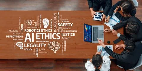 Collaborative Meeting on Ethical Considerations in Artificial Intelligence and Stock Photos