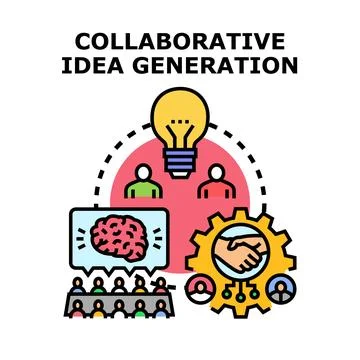 Collaborative meeting generating creative business ideas Stock Illustration