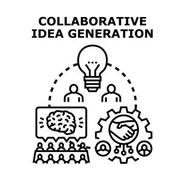 Collaborative meeting generating creative business ideas Stock Illustration
