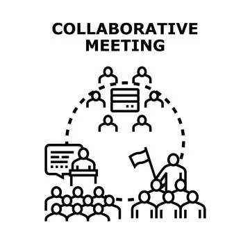 Collaborative meeting process building teamwork strategy and communication Stock Illustration