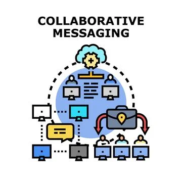 Collaborative messaging concept illustrating team communication and work pr.. イラスト素材