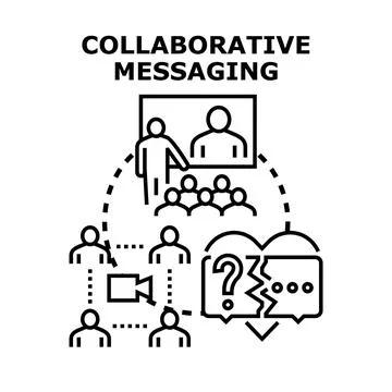 Collaborative messaging solving communication problems and teamwork Stock Illustration