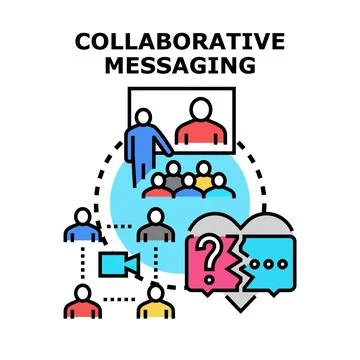 Collaborative messaging solving communication problems and teamwork Stock Illustration