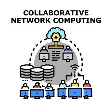 Collaborative network computing connecting cloud with users Stock Illustration