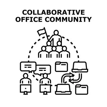 Collaborative office community connecting team members working remotely イラスト素材