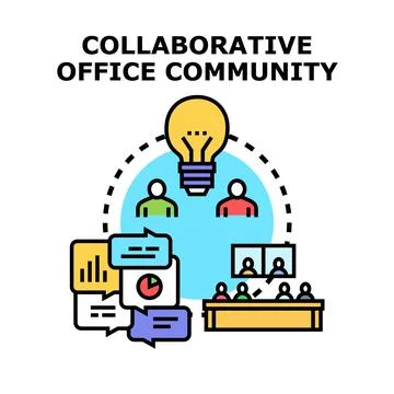 Collaborative office community generating business solutions イラスト素材