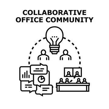 Collaborative office community generating business solutions Stock Illustration