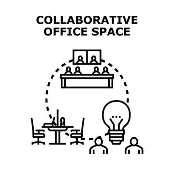 Collaborative office space concept for teamwork solutions Stock Illustration