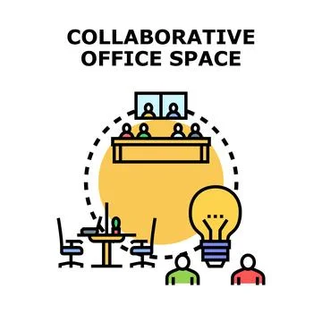 Collaborative office space concept for teamwork solutions Stock Illustration