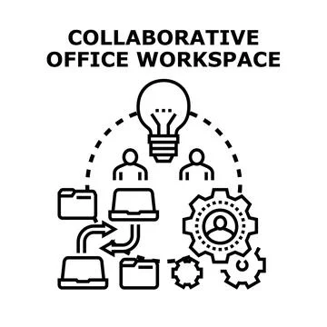Collaborative office workspace concept for business team Stock Illustration
