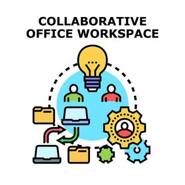 Collaborative office workspace concept for business team Stock Illustration