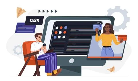 Collaborative online project management. Vector illustration 스톡 일러스트