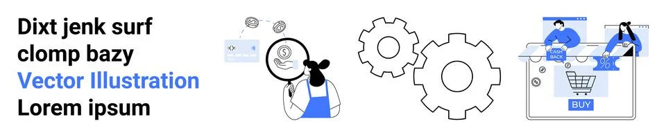 Collaborative Online Shopping and Data Analysis with Teamwork and Digital Too Stock Illustration
