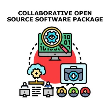 Collaborative open source software development package Stock Illustration
