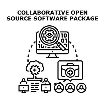 Collaborative open source software development package Stock Illustration