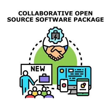Collaborative open source software package development concept Stock Illustration