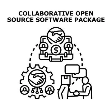 Collaborative open source software package development concept Stock Illustration