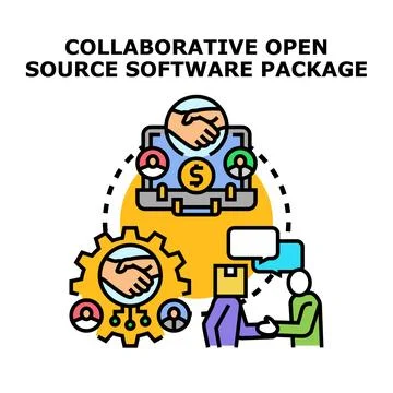 Collaborative open source software package development concept Stock Illustration