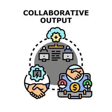 Collaborative output business process development illustration Stock Illustration