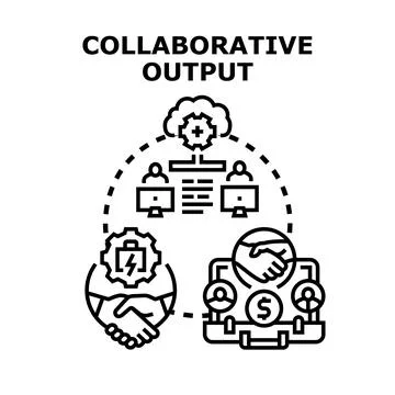 Collaborative output business process development illustration Stock Illustration