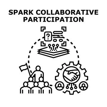 Collaborative participation creating innovative ideas and solutions Stock Illustration